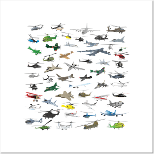 Various Colorful Airplanes and Helicopters Posters and Art